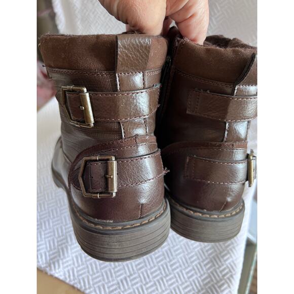 Bruno Marc Philly-10 Brown Combat Lace-Up Boots Size 6.5 EUC Side Zip Buckle - Picture 8 of 12